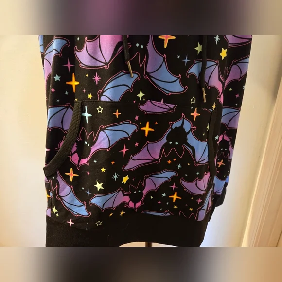 Colorful Bat Print Women's Hoodie - Picture 3 of 8